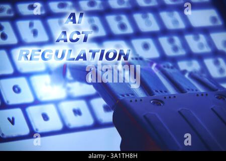 AI law and ethics and legal concepts artificial intelligence law and online technology of legal regulations Controlling artificial intelligence techno Stock Photo