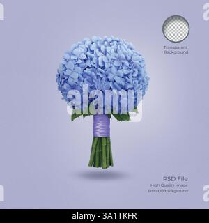 A Beautiful Blue Hydrangea Bouquet Featuring an Elegant Presentation and Design Style Stock Vector
