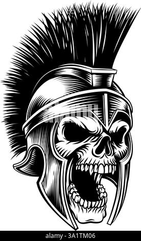 Spartan Trojan Helmet Ancient Greek Warrior Skull Stock Vector