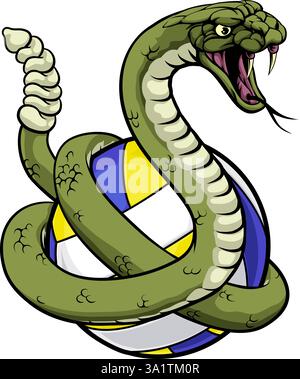 Rattlesnake Snake Volleyball Ball Mascot Stock Vector