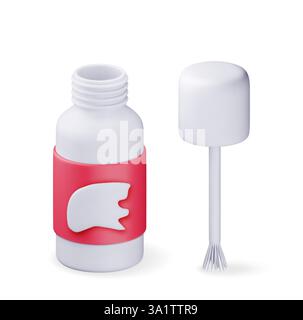 3D Plastic white bottle with stationery corrector Stock Vector
