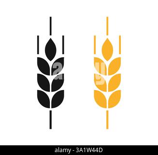 Wheat icon. Silhouette wheats isolated on white background. Malt beer. Wheat ear. Barley or corn for flour print design. Millets farming. Fiber Stock Vector