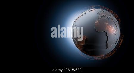 earth, glowing cities, worldwide connections, global network futuristic world map technology, international data, science news, global communication, Stock Photo