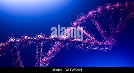 DNA helix, molecular genetics visualization, glowing biological structure, futuristic medicine, microscopic biotechnology, scientific research, genomi Stock Photo