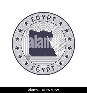 Egypt round badge vector. Country round stamp with shape of Egypt, isolines and circular country name. Authentic emblem. Trendy vector illustration. Stock Vector