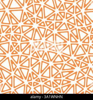 Minimal geometric background. Compact triangles size. Solid Color style. Rounded triangular cells outlined. Repeatable pattern. Sunset Glow. Stock Vector