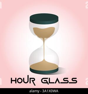 A creative and modern vector illustration of an hourglass filled with golden sand, symbolizing the passage of time. Stock Vector