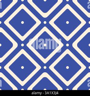 Seamless vector pattern with rounded rhombs, Simple elegant geometric textile fabric wall paper. Vector illustration Stock Vector