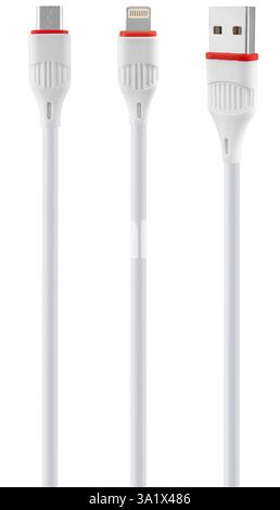 Flexible and durable micro USB to Lightning cable, Provides reliable charging and fast file transfer. Stock Photo