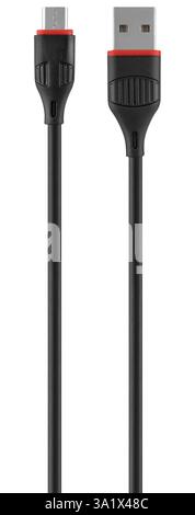 Flexible and durable micro USB to USB cable. Provides stable charging and fast file transfer. Stock Photo