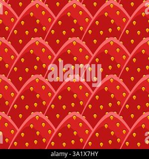 Strawberry berries seamless pattern macro vector illustration Stock Vector