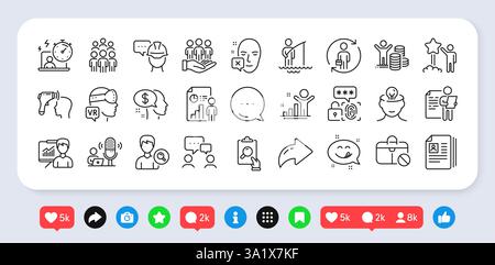 Biometric security, Timer and Pay line icons pack. For web app. Social media icons. Vector Stock Vector