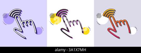 Hand cursor line icon. Click action sign. Halftone dotted pattern. Vector Stock Vector