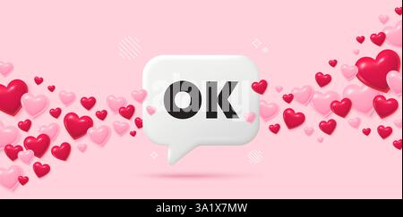 OK text tag. Approved okay message. 3d speech bubble. Vector Stock Vector