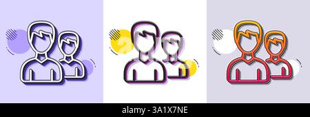 Users line icon. Couple or Group sign. Halftone dotted pattern. Vector Stock Vector