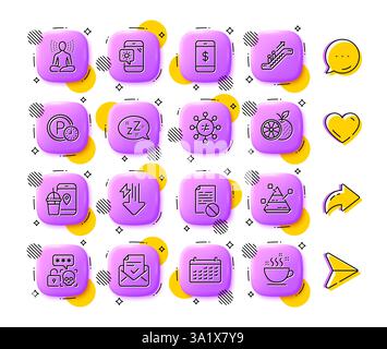Pyramid chart, Approved mail and Smartphone payment line icons. For web app, printing. App 3d buttons icons. Vector Stock Vector
