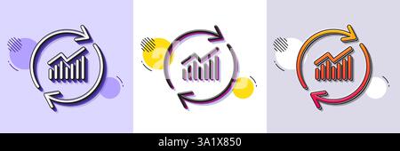 Chart line icon. Halftone dotted pattern. Gradient icon with grain shadow. Update Report graph or Sales growth sign. Analysis and Statistics data symb Stock Vector