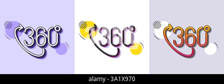 360 degree line icon. VR technology simulation sign. Panoramic view. Halftone dotted pattern. Vector Stock Vector