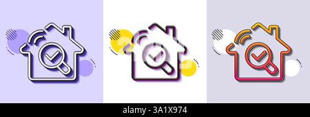 Inspect line icon. Building quality sign. Halftone dotted pattern. Vector Stock Vector