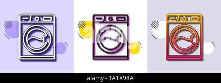 Washing machine line icon. Cleaning service. Halftone dotted pattern. Vector Stock Vector