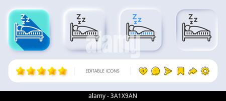 Sleep line icon. Night rest bed sign. Neumorphic buttons. Vector Stock Vector