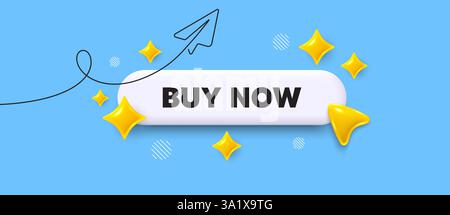 Buy now search bar. Share plane line icon. Buy Now tag. Special offer price sign. Advertising Discounts symbol. Search button with 3d sparkles. Vector Stock Vector