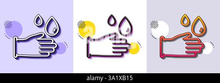 Cleaning rubber gloves line icon. Halftone dotted pattern. Gradient icon with grain shadow. Hygiene sign. Washing Housekeeping equipment sign. Line ru Stock Vector