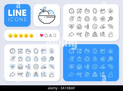 Electronic thermometer, Leaf and Telemedicine line icons for web app. Pictogram icon. App line icons. Vector Stock Vector