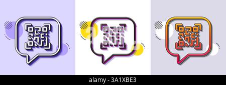 Qr code line icon. Scan barcode sign. Halftone dotted pattern. Vector Stock Vector