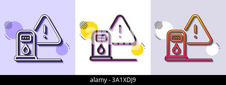 Petrol station line icon. Halftone dotted pattern. Gradient icon with grain shadow. Filling gas station sign. Diesel fuel symbol. Line petrol station Stock Vector