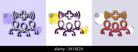 Medical staff line icon. Halftone dotted pattern. Gradient icon with grain shadow. Hospital patients sign. Healthcare medicine symbol. Line medical st Stock Vector