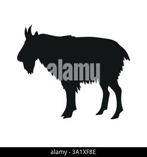 Vector hand drawn wild goat silhouette isolated on white background Stock Vector