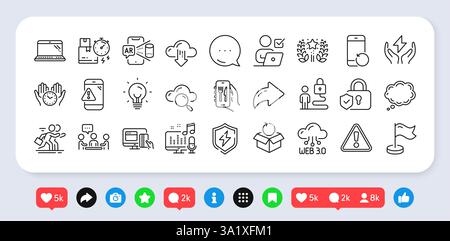 Web3, Lock and Return package line icons pack. For web app. Social media icons. Vector Stock Vector