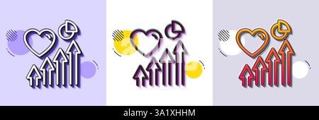 Heart beat line icon. Halftone dotted pattern. Gradient icon with grain shadow. Heartbeat chart growth sign. Patient Ecg rhythm symbol. Line heart bea Stock Vector
