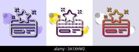 Loyalty card line icon. Halftone dotted pattern. Gradient icon with grain shadow. Bonus points. Discount program symbol. Line loyalty card icon. Vario Stock Vector