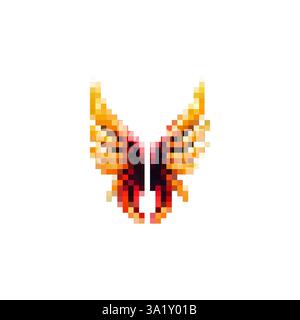 Wings for game design fire style. Vector demon wing icon. Wings texture for games. Flight logo with wings vector. Wings in retro style. Stock Vector