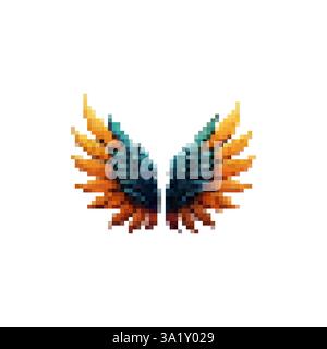 Wings texture for games. Flight logo with wings vector. Wings in vintage style. Stock Vector