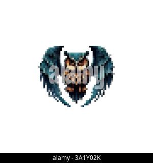 Mystical owl with wings icon. Owl logo in retro style. Owl wings vintage icon vector. Symbol of silence vector. Magical owl logo. Stock Vector