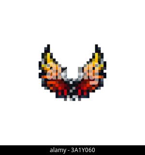 Wings for game design fire style. Vector demon wing icon. Wings texture for games. Flight logo with wings vector. Wings in retro style. Stock Vector