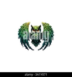 Mystical owl with wings icon. Owl logo in retro style. Owl wings vintage icon vector. Symbol of silence vector. Magical owl logo. Stock Vector