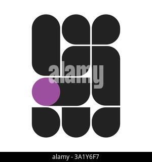 Modern Style Square Shapes with Random Corner Roundness - Modern Style Collage Design Stock Vector