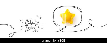 Teamwork question line icon. Ask help sign. Continuous line with 3d star. Vector Stock Vector