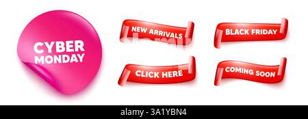 Cyber Monday Sale tag. Special offer price sign. Sticker, Ribbons banners. Vector Stock Vector