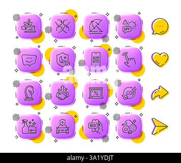 Marketing strategy, Car charging and Guard line icons. For web app, printing. App 3d buttons icons. Vector Stock Vector