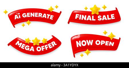 Generate AI. Artificial intelligence sign. Flag ribbons banners. Vector Stock Vector