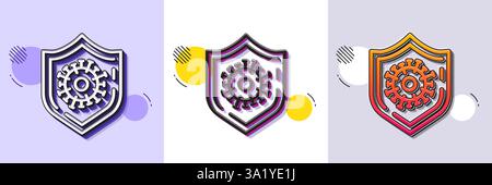 Coronavirus protection line icon. Covid-19 pandemic virus sign. Halftone dotted pattern. Vector Stock Vector