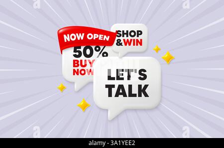 Lets talk tag. Connect offer sign. Ribbon speech bubbles. Vector Stock Vector
