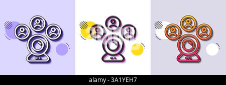 Video conference line icon. Online meeting sign. Halftone dotted pattern. Vector Stock Vector