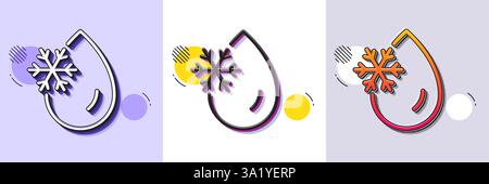 Freezing water line icon. Freeze cold temperature sign. Halftone dotted pattern. Vector Stock Vector