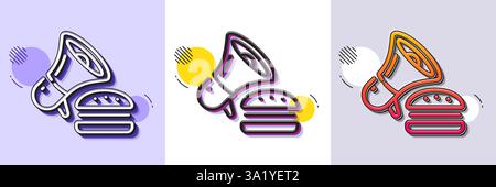 Burger line icon. Fastfood offer sign. Halftone dotted pattern. Vector Stock Vector